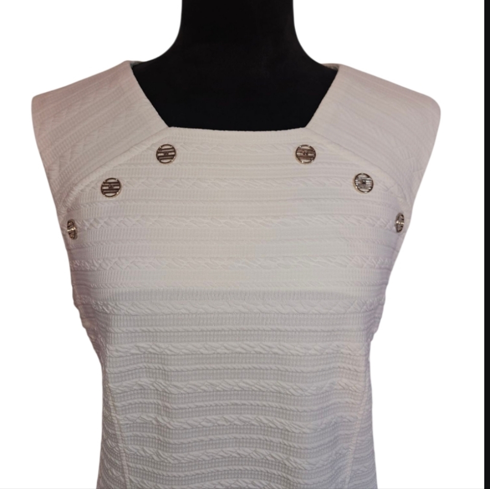 Tommy Hilfiger Ivory Jacquard Knit Midi Dress - Size 14 - Picture 4 of 11